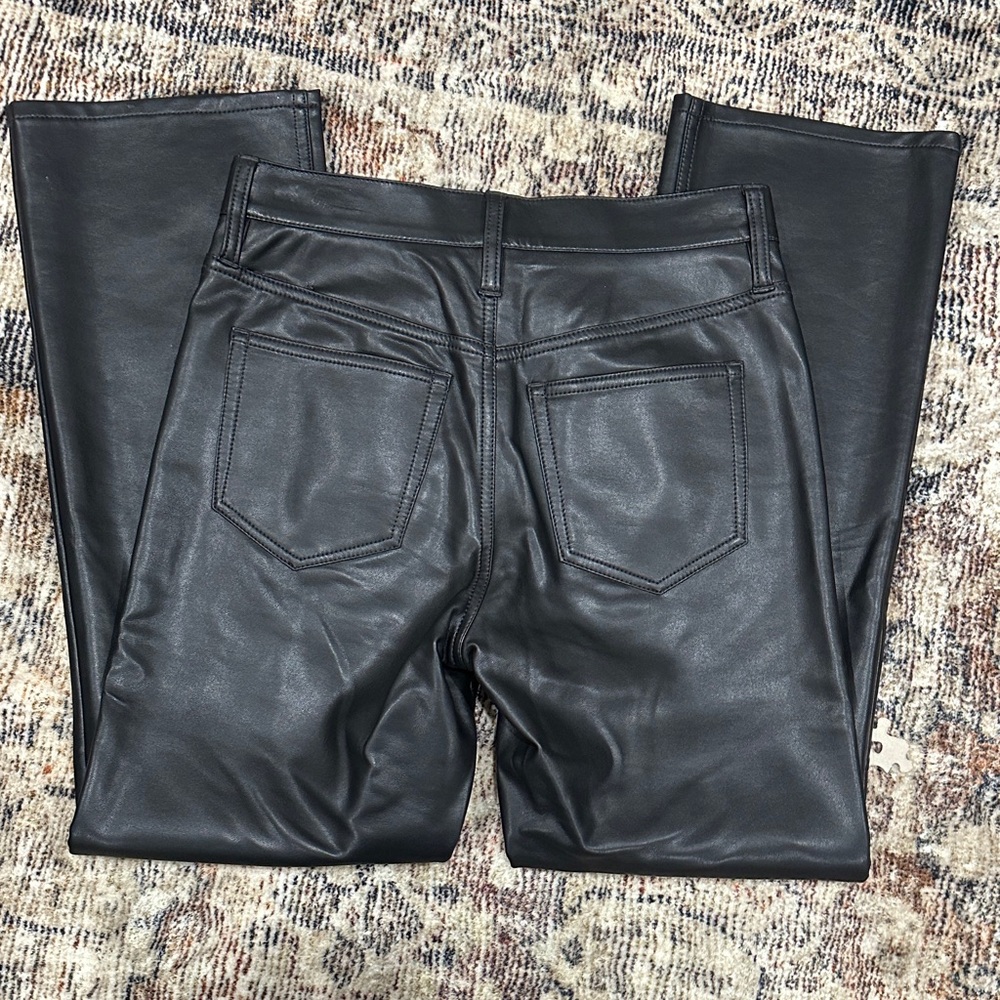 J. Crew Black Faux Leather Straight Leg Women's Jeans - Picture 4 of 4